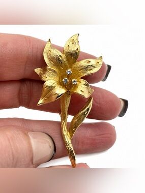 Erwin Pearl "Hi-Lily" Brooch E Pearl Lily Brooch 90's Flower Jewelry Pin Vintage